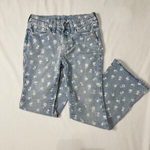Flare Denim Jeans / Old Navy Size 10 Girls Youth w/ Floral Print